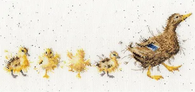 Zdjęcie produktu dla Zestaw do haftu krzyżykowego Bothy Threads "Mother Duck", 38x18cm, XHD81