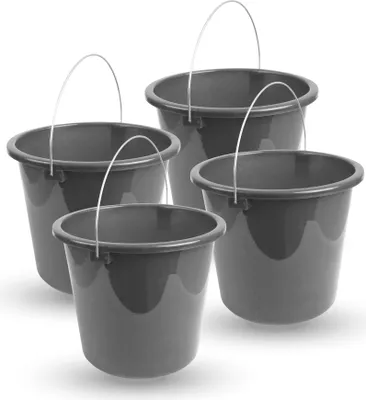 Image de Seau avec anse métallique Anthracite - 5 litres - pack de 4 ( 4 pièces )