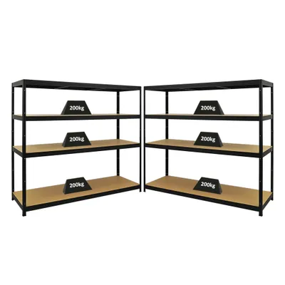 Produktbild von Mega Deal | 2x Schwerlastregal Giant Elephant | HxBxT 160x180x60cm | Fachlast 200kg | Schwarz