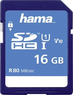 Zdjęcie produktu dla Hama 00124134, 16 GB, SDHC, Klasa 10, UHS-I, 80 MB/s, Class 1 (U1)