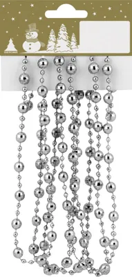 Produktbild von Facettenkugelkette Kunststoff 180 cm silber