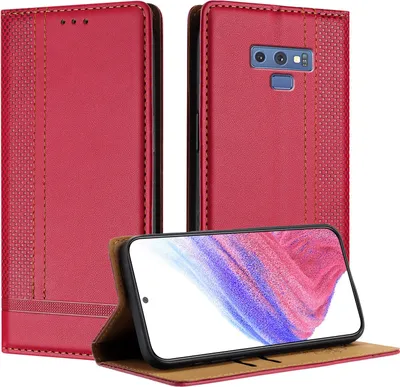 Obrázek produktu pro Pouzdro na mobilní telefon pro Samsung Galaxy Note 9 kožené flipové ochranné pouzdro s funkcí stojánku červené
