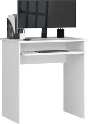 Immagine prodotto di 3xEliving POLYNNA DESK bianco Piccola scrivania indipendente con vassoio estraibile per tastiera, dimensioni: altezza: 74 cm, larghezza: 68 cm, profondità: 51 cm