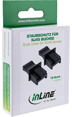 Produktbild von InLine Staubschutz, für RJ45 Buchse schwarz 10er Blister, Schwarz, 100 mm, 130 mm, 16 mm, 25 g