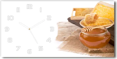 Produktbild von Wanduhr aus Glas – 60x30 cm - Glasbild - Glasuhr - Gehärtetes Glas - weisse-zeiger - Honig
