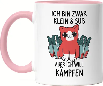 Produktbild von Katzen Tasse Rosa Katzenbesitzer Katzenliebhaber Katzen-Mama Lustig Geschenk Katzenmotiv & Spruch Kaffeetasse