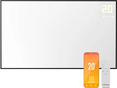 Produktbild von Klarstein Infrarotheizung mit Thermostat, 600W Elektroheizung, Smart Home Infrarotheizung zur Wandmontage, IR mit App-Steuerung & Erkennung Offener Fenster, Effizienter Feuchtraum Heizkörper CO2-Frei
