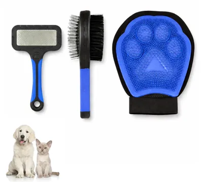 Produktbild von PARENCE. 3-teiliges Hunde- und Katzenpflegeset – Doppelseitiger Bürsten-, Entwir