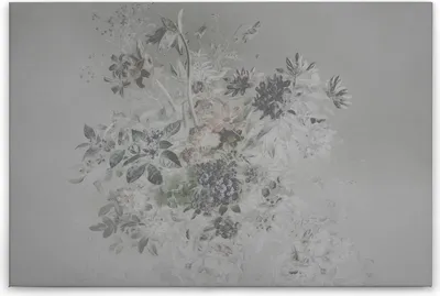 Produktbild von Leinwandbild Blumen 60 x 90 cm - Wandbild Grau Floral - Keilrahmenbild Wohnzimmerdeko Wanddeko Wandgemälde