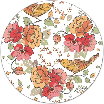 Produktbild von Glas-Herdabdeckplatte Glaskeramikkochfeld-Abdeckung Schneideplatten - 40 cm - Ornament Vögel rot