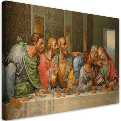 Image de Toile  La Cène - Léonard de Vinci 120x80 Feeby Image colorée pour le mur, prête à être accrochée