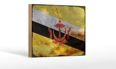 Produktbild von Holzschild Flagge Bruneis 18x12cm Flag of Brunei Rost