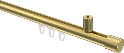 Produktbild von Interdeco Innenlaufstange / Gardinenstange mit Innenlauf Messing-Optik, Typ Sonius Santo (Kappe) Deckenmontage, 20 mm Ø 1-läufig, 160 cm