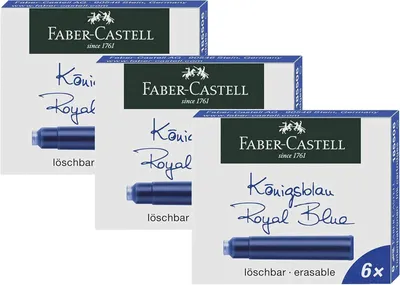 Obrázek produktu pro Faber-Castell 185506 - Inkoustové kazety, standardní balení, 3 kusy, královská modř