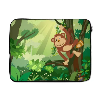 Produktbild von MuchoWow® Laptop Hülle 15 Zoll Affe - Dschungel - Jungen - Mädchen - Blumen - Kinder Laptoptasche - Laptoptasche - Sleeve - Rundum-Schutz