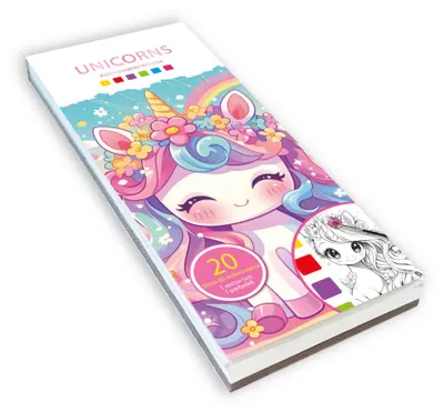 Immagine prodotto di Libro da colorare con colori ad acqua "Unicorni" - AVANTI