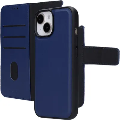Produktbild von Mobiparts iPhone 15 MagSafe Hülle Echtes Leder Abnehmbare 2in1 Klapphülle Geldbörse - Blau