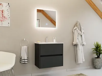 Produktbild von Badmöbelset 2-teilig "Limes 60" Waschplatz & LED Spiegel Grafit