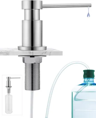 Productafbeelding van Inbouw - Afwasmiddeldispenser met roestvrijstalen moeren - Roestvrij staal met 300 ml fles en 1-25 m verlengslang - Van koper - Geborsteld