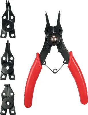 Produktbild von Sprengringzange, 4 auswechselbare Köpfe für  Innen- und Aussensicherungen