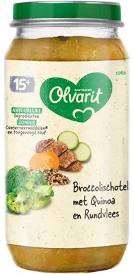 Produktbild von Olvarit Broccolischotel mit Quinoa & Rindfleisch Babybrei ab 15 Monaten 250g