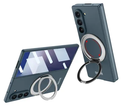Two phone cases with ring holders are displayed against a white background.