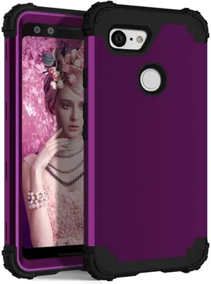 Produktbild von Google Pixel 3 XL Hülle, LaimTop Heavy Duty 3 in 1 Hybrid Hart PC Flexibel TPU Silikon Stossfest Kratzfest Tasche Schutzhülle für Google Pixel 3 XL Lila