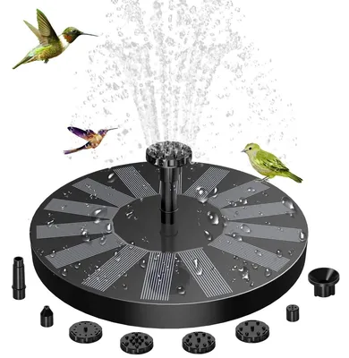 Produktbild von Solarteichpumpe Springbrunnen Teichfontäne - 1,5 W - 6 Sprühdüsen - Schwimmend - Für Vogelbad und Gartenteich