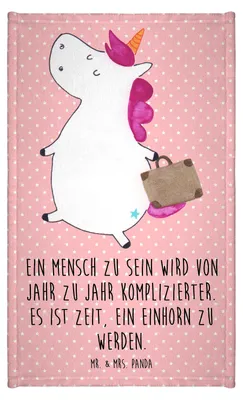 Produktbild von Mr. & Mrs. Panda Handtuch Einhorn Koffer - Rot Pastell - Geschenk, Reise, Mini-Handtuch, Frotteetuch, Spaß, gäste wc, Lustig, Unicorn, Einhörner, Gäste-WC, Klein