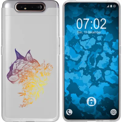 Produktbild von PhoneNatic Case kompatibel mit Samsung Galaxy A80 Silikon-Hülle Floral Katze M2-3