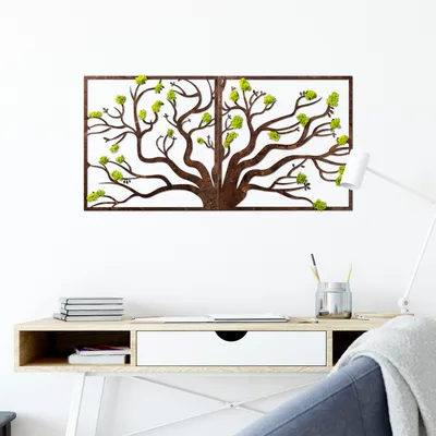 Obrázok produktu pre Wallity, Strom- NTR1108, Zelená,Hnedá, Ostatné dekorácie do domácnosti, 90 x 1 x 44 cm, 100% MDF / mach (hrúbka: 6 mm)