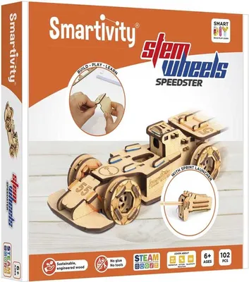 Obrázok produktu pre Stavebnicová hračka Smartivity – drevené autíčko Wheel Racers Speedster