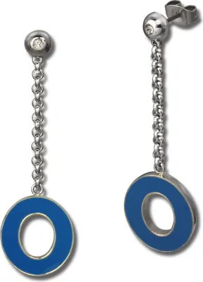 Image de Amello Boucles d'oreilles en acier inoxydable pour femmes jeans-bleu vernis émail blanc ESOG03B
