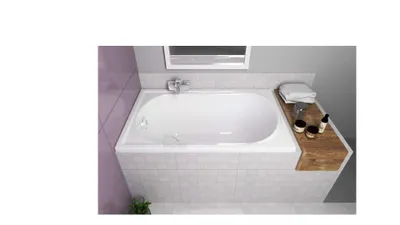 Immagine prodotto di ECOLAM Vasca da bagno Vasca in acrilico Mini rettangolare 100x65 cm Piedini Silicone Set di scarico Scarico e troppopieno automatico GRATIS