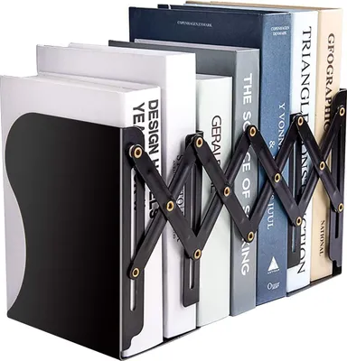 Produktbild von Verstellbare Buchstütze, Metal Iron Adjustable Books Holder Stand， Erweiterbare Zeitschriftenordner für Schreibtisch,Regal, Büro, Schrein, ausziehbar bis zu 48,3 cm