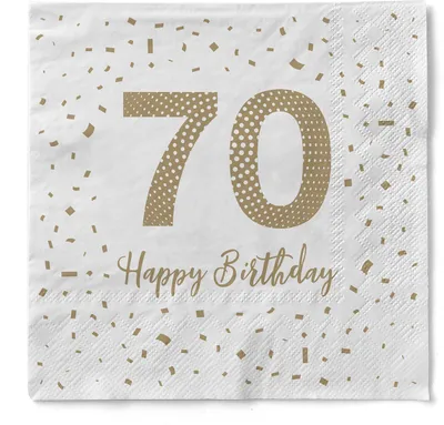 Produktbild von Sovie HORECA Serviette "Happy Birthday - 70" aus Tissue 33 x 33 cm, 100 Stück