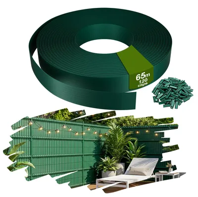 Produktbild von YRHome PVC Sichtschutzstreifen Balkonsichtschutz Sichtschutzfolie Zaunblende Balkon Terrasse Garten 65m Grün inkl. 120 Befestigungsclips