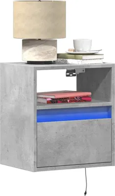 Produktbild von Maison Exclusive - Wand-Nachttische mit LED-Leuchten 2 Stk. Betongrau