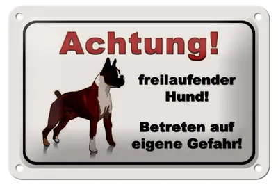 Produktbild von Blechschild Hinweis 18x12cm Achtung freilaufender Hund weiß