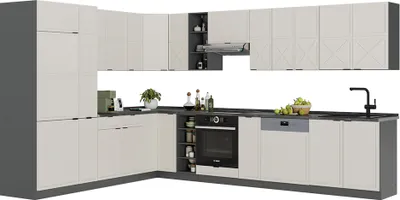 Produktbild von Eckküche Vicco Fame-Line GrauBeige/Anthrazit 347 x 60 cm , AP Marmor, Model 50473