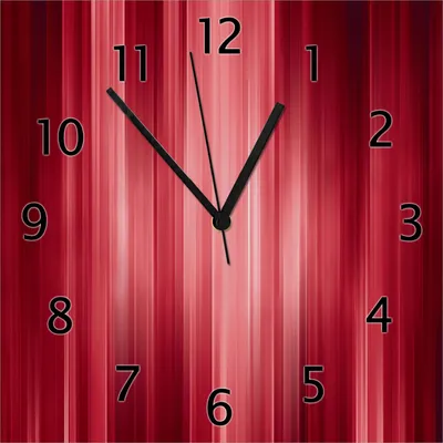 Produktbild von Wallario Design Wanduhr Rot und schwarz gestreift - Abstraktes Streifenmuster aus Echtglas, Größe 30 x 30 cm