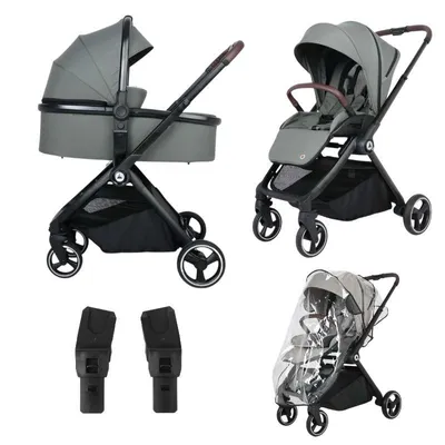Image de Topmark Diaz poussette 2 en 1 - nacelle & siège sport, 22 kg, léger & compact, barre de poussée réglable, suspension sur les 4 roues, habillage pluie inclus - Green