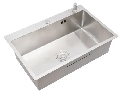 Obrázek produktu pro Dřez do kuchyně – jednodřez – 68 x 45 cm – nerezová ocel 304 – jeden otvor pro baterii – bez baterie – stříbrná barva