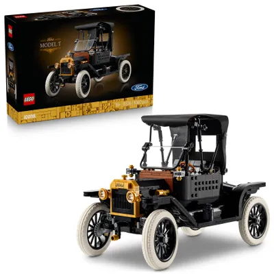 Produktbild von LEGO Icons Ford Model T - Retro Auto Modellbau für Erwachsene - Sammler Ausstellungsset mit Stofffaltdach, hohen Rädern & geteilter Windschutzscheibe - Geschenk für Fans klassischer Fahrzeuge - 11376