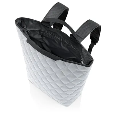 Produktbild von reisenthel shopper-backpack, Einkaufstasche, Reisegepäck-Rucksack, Rhombus Light Grey, 16 L, BJ7060