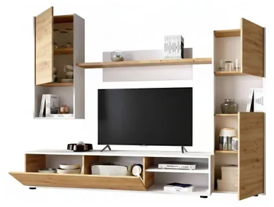 Produktbild von Wohnwand Foraker,  220 x 41 x 180 cm,  Node Oak und Weiß