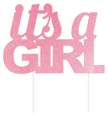 Produktbild von Cake Topper It's a girl 20 cm Rosa Glitzer - Einheitsgröße