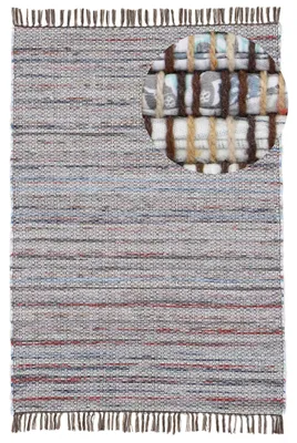 Produktbild von Flachgewebeteppich Kelim Chindi Braun 140x200 cm | Moderner Teppich für Wohn- und Schlafzimmer
