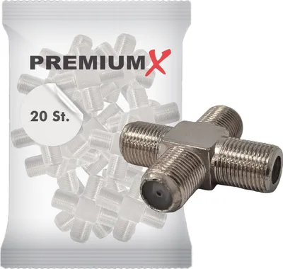 Produktbild von PremiumX 20x F-Adapter 4x F-Buchse Verbinder Splitter Koax- und Antennenkabel