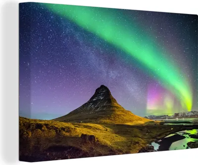 Zdjęcie produktu dla OneMillionCanvasses® - Obrazy na płótnie - 140x90 cm, Aurora - Northern Lights - Night, Dekoracja ścienna - Zdjęcie na płótnie - Obraz na drewnianej ramie